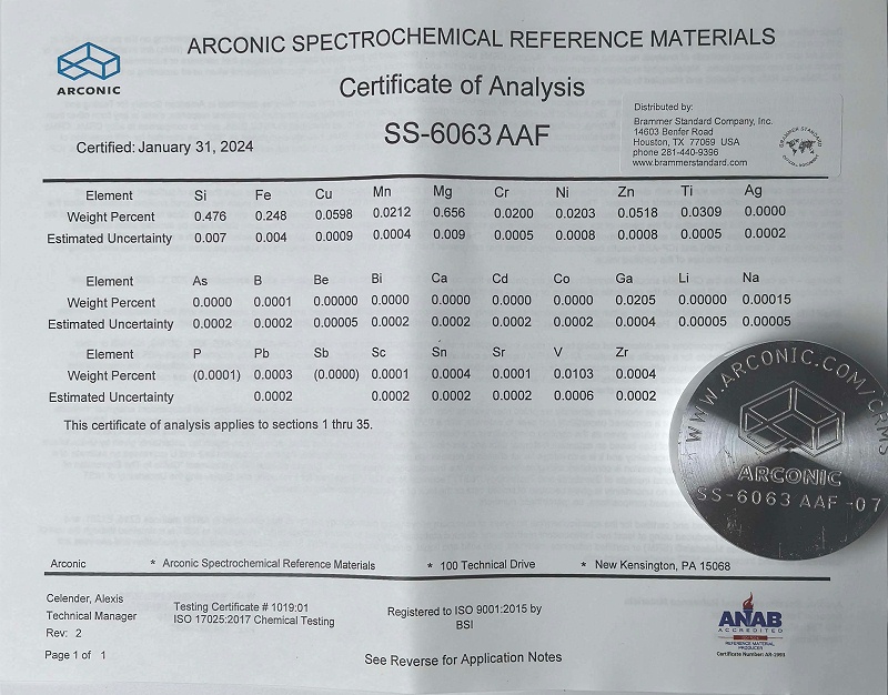 鋁合金標樣 鋁合金標樣